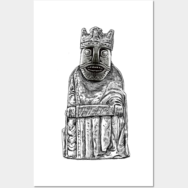 Oseberg Chess King: A Unique Twist on the Classic Lewis Chessmen Design Wall Art by Holymayo Tee